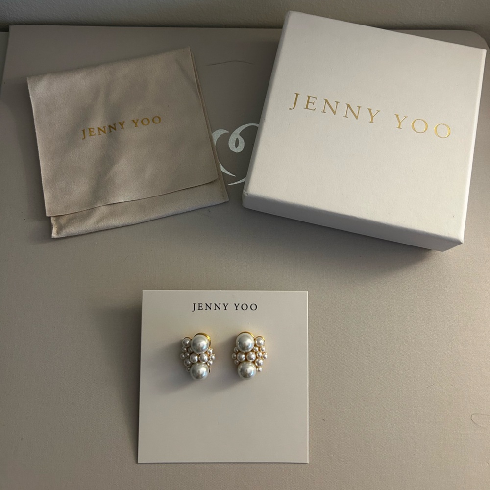 Jenny Yoo Gold and Pearl Cluster Earrings